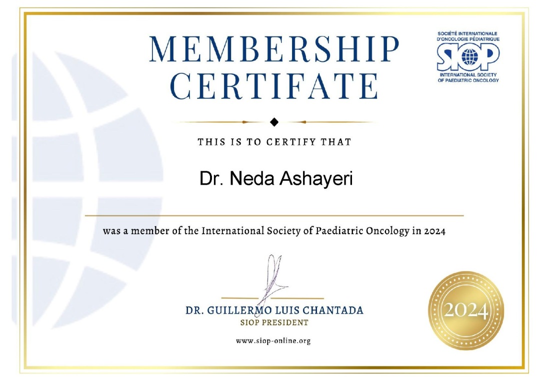 International Society of Paediatric Oncology – Member (2024)