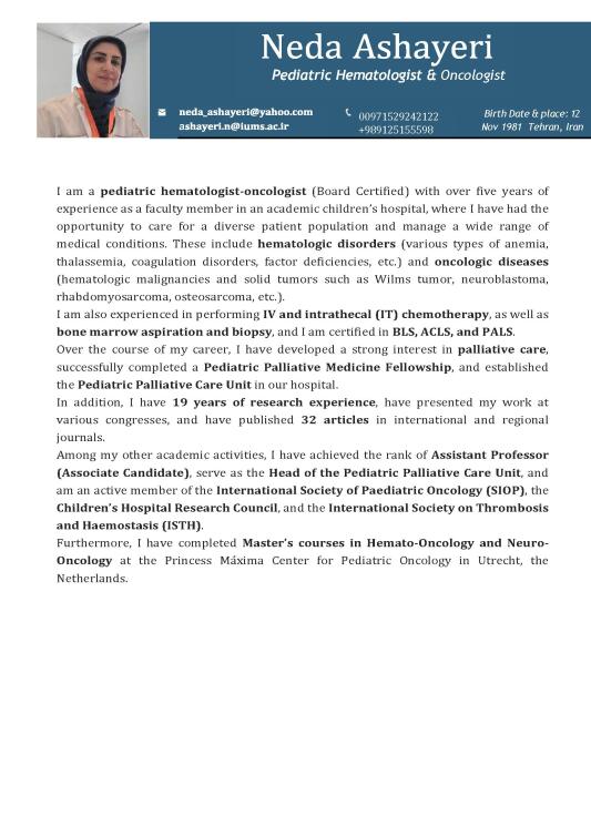 Pediatric Hematologist and Oncologist