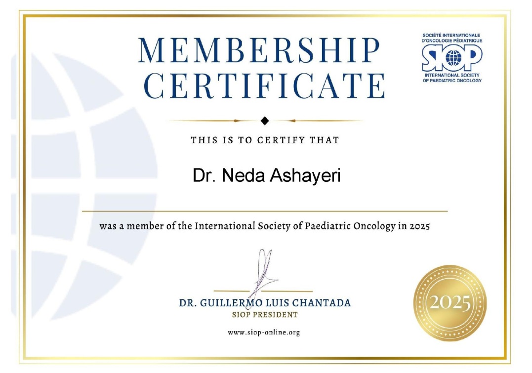 International Society of Paediatric Oncology – Member (2025)